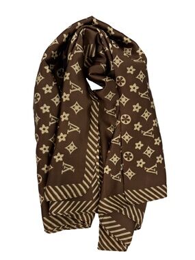 Designer Inspired Monogram Print Large Scarf Square Hair Neck Bag Wrap